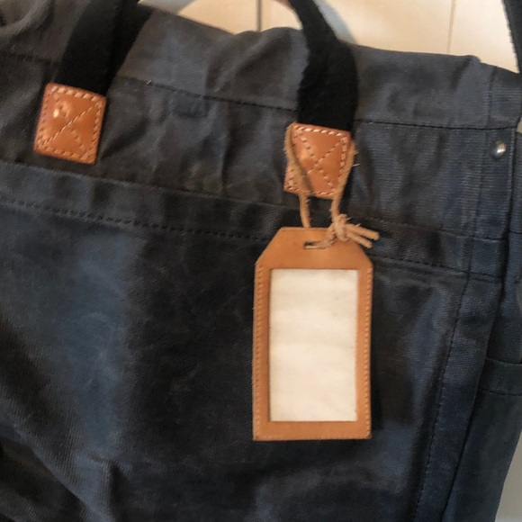 Will Leather Goods Charcoal and Tan Messenger Bag waxed canvas great shape - Picture 4 of 8